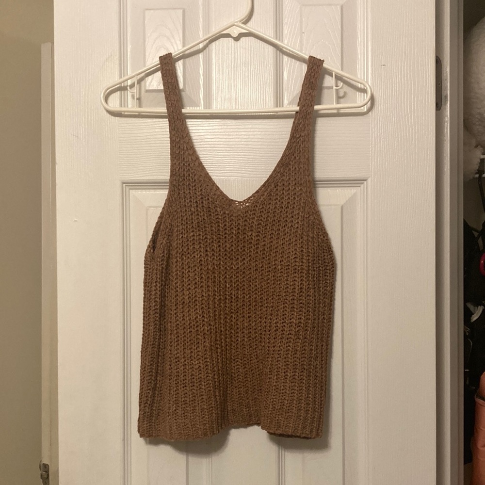 Tan knitted tank, super cute!